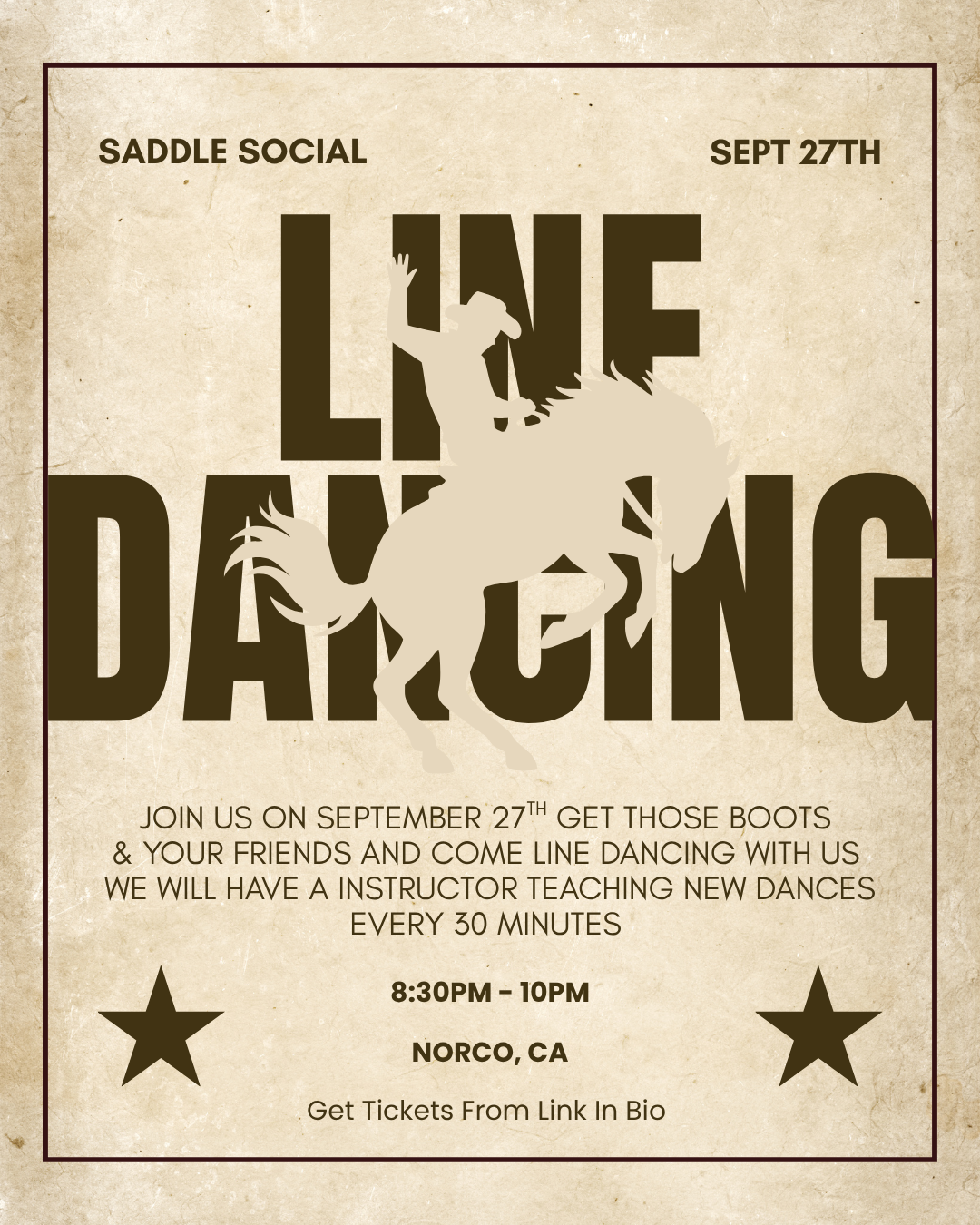 Line Dancing Under The Stars | At 8:30 PM During The Social Reset